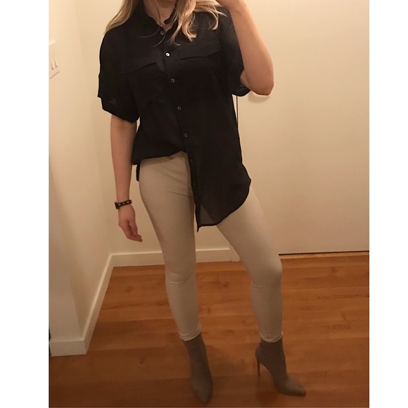 AUTH BURBERRY Sheer Bottom Down Shirt - Picture 2 of 5